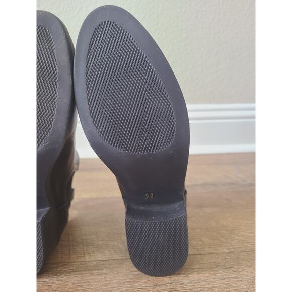 Steve Madden Chelsea Ankle Boots Black Leather Block Heel Size 9 M Pull On Goth - Picture 13 of 14